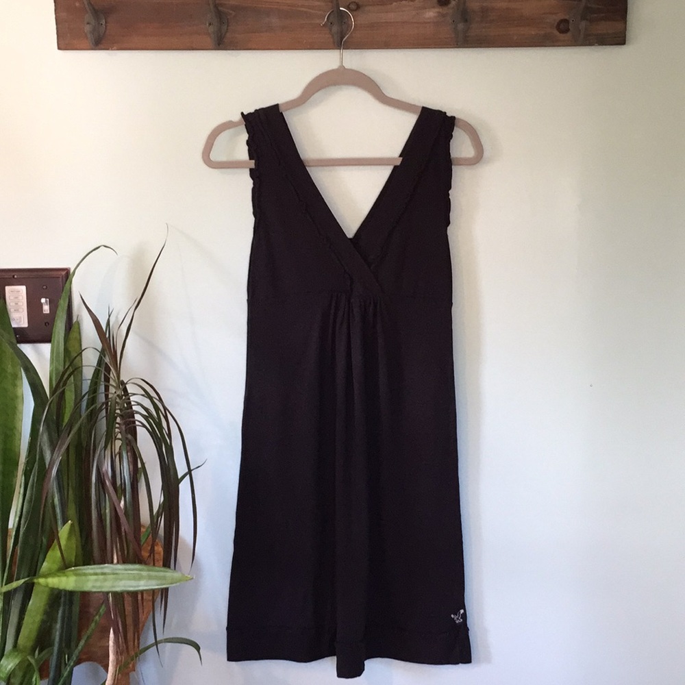 American Eagle black cotton casual v-neck dress